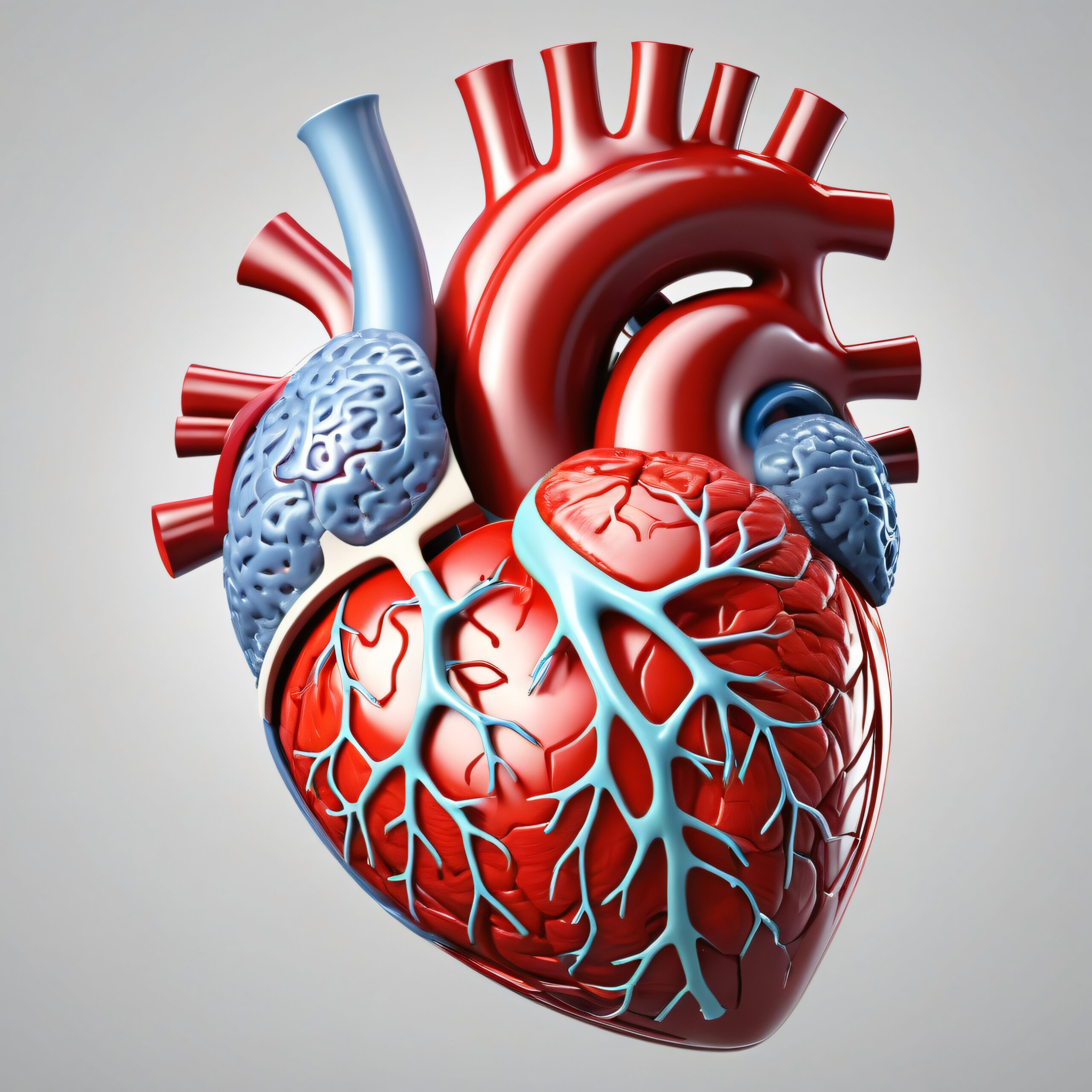 3D Human heart internal organs with blood vessels medical science